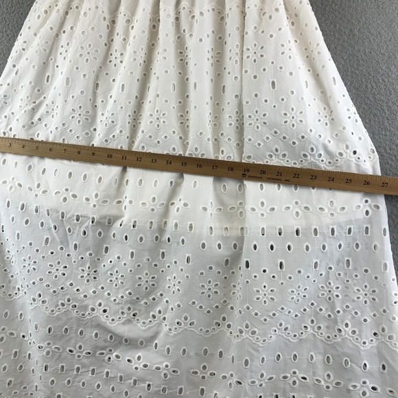 New H&M White Eyelet Embroidered Skirt Medium Cotton Lined Womens - Picture 5 of 10
